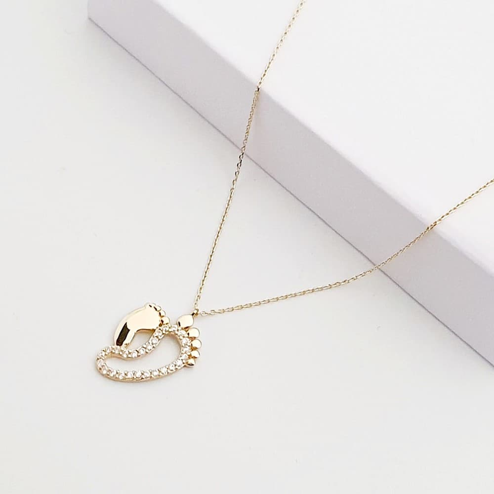 Mutter Kind Fußabdruck Halskette